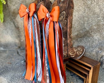 Terra-cotta and Turquoise Boot Bows