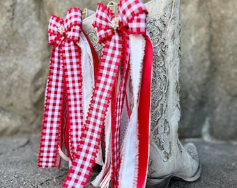 Red & White Gingham Boot Bows