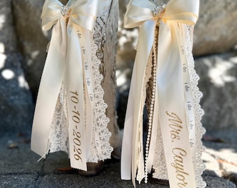 Bride to Be Boot Bows in Ivory