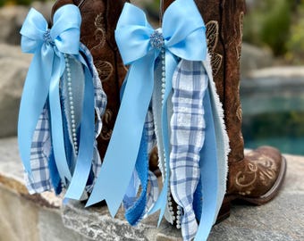 Blue Gingham Boot Bows
