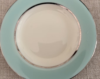 Vintage Set of 4 Nancy Prentiss Skyridge Coasters MCM Turquoise and Platinum Fine China