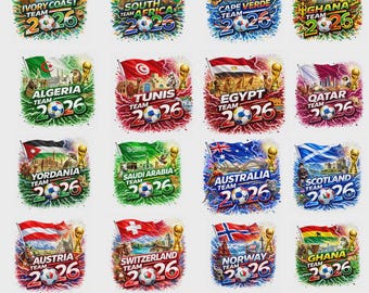 Pacote de imagens PNG da Copa do Mundo de Futebol 2026, Clipart de Futebol, Design para Camisetas (Download Digital)
