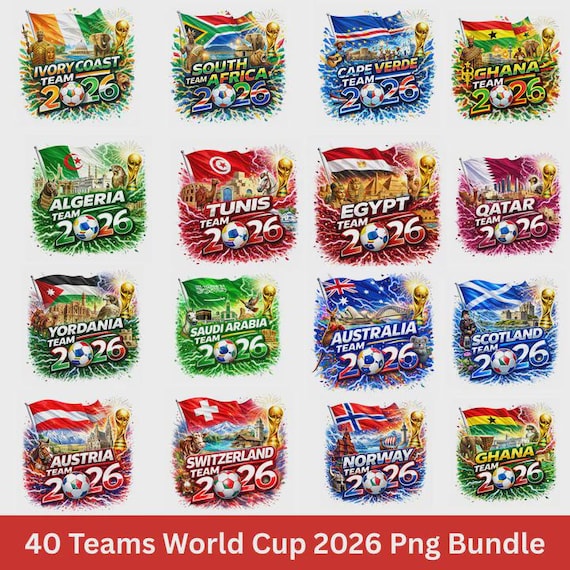 World Cup 2026 Football PNG Bundle, Soccer Clipart, T-Shirt Design (Digital Download)