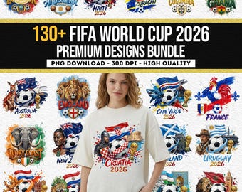 Pacote de imagens PNG com bandeiras da Copa do Mundo FIFA 2026 para camisetas de futebol (download digital)