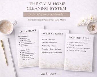 Imprimible de reinicio mensual para mamás ocupadas / Rutina/programación de limpieza y hogar para madres posparto y madres que se quedan en casa