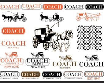 Paquete de archivos SVG de Coach 1941, +20 archivos PNG de Coach, SVG de carruaje de lujo para caballos, logotipo de carruaje de moda vintage, silueta, descarga digital.