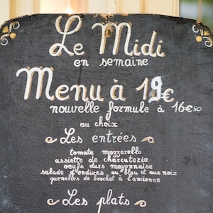 Tableau photographie Paris, panneau de menu, impression photographie d'art, décoration cuisine Paris, grande oeuvre d'art murale