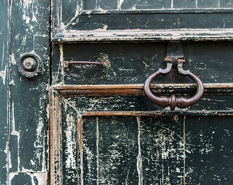 Paris Photography - Worn Teal Door, Paris Architectural Fine Art Print, French Home Decor, Large Wall Art