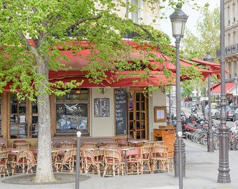 Paris Cafe Photograph, Favorite Corner on Île Saint-Louis, Paris Art Print, Large Wall Art, French Kitchen Decor, Travel Photograph