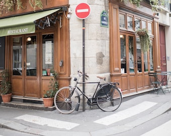 Paris Photography - Au Bougnat Restaurant-Vertical, Neutral Urban Home Decor, Large Wall Art, Paris Restaurant, Home Decor
