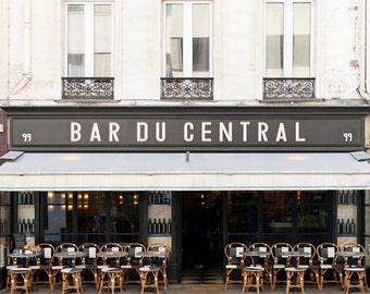 Paris Cafe Photograph, Bar du Central, Large Wall Art, French Kitchen Decor, Fine Art Travel Photograph