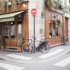 Paris Photography - Au Bougnat Restaurant-Vertical, Neutral Urban Home Decor, Large Wall Art, Paris Restaurant, Home Decor