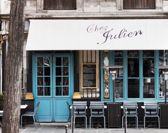 Photographie de café de Paris, Chez Julien, grand art mural, décor de cuisine Français, photographie de voyage d’art