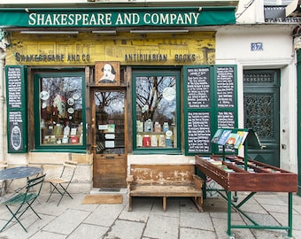 Paris Travel Photography, Shakespeare and Company Bookstore, Fine Art Photograph, Large Wall Art, French Wall Decor