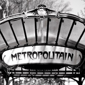 Paris Fine Art Photo -  Abbesses Metro Sign, Black and White Photograph, French Urban Home Decor, Large Wall Art