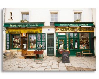 Paris Photograph on Canvas - Shakespeare and Company, Paris Photo  French Travel Photograph, Large Wall Art