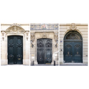 Paris Photography Set - Elegant Black Paris Doors Collection, Urban Wall Decor, French Fine Art Photographs, Large Wall Art
