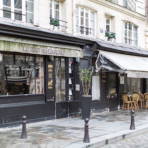 Paris Photography - Cafe and Bar du Caveau, Neutral Paris Print, French Home Decor, Large Wall Art