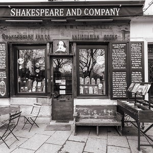 Fotografia de viagem a Paris, Livraria Shakespeare and Company, Fotografia em preto e branco, Fotografia de belas artes, Arte de parede grande, Decoração de parede francesa