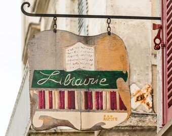 France Fine Art Photo - Vintage Bookshop Sign, French Home Decor, Large Wall Art, France Art Print, Travel Photography, Dordogne