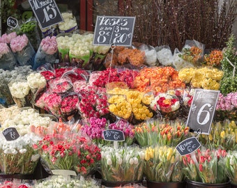 Paris Photography - Rue Cler Market Flowers, Paris Kitchen Decor, French Travel Photograph, Large Wall Art, Gallery Wall Art