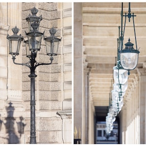 Paris Fotografie-Set - Straßenlaterne in neutralen Tönen, Französische Kunstfotografien, Urbane Wanddekoration, Große Wandkunst, Galeriewandkunst