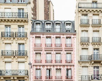 Paris Photography - The Pink Apartments, Fine Art Travel Photograph, Paris Decor, Gallery Wall Art, Paris Art Print, Large Wall Art