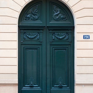 Paris Photo - The Green Door, Architectural Fine Art Photograph, Urban Home Decor, Parisian Wall Art