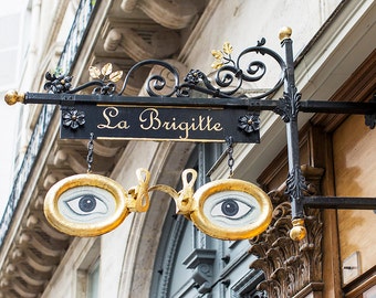 Paris Photography, Ornate Shop Sign, La Brigitte, Travel Fine Art Photograph, Large Wall Art, French Wall Decor