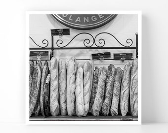 Paris Photograph -  The Daily Baguette, Paris 5x5 B&W Fine Art Photography, Home Decor, Wall Art