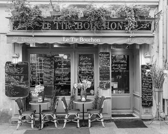 Paris Black and White Photo - Le Tir Bouchon Bistro, Fine Art Photograph, Home Decor, Large Wall Art, Gallery Wall Art