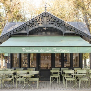 Paris Cafe Photograph, Pavillon de la Fontaine Luxembourg Gardens, Large Wall Art, French Kitchen Decor, Fine Art Travel Photograph