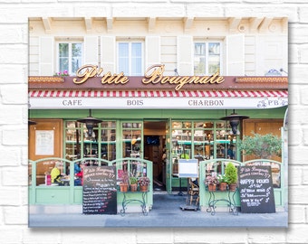 Paris Photograph on Canvas - Petite Bougnate Cafe, Paris Cafe,  Gallery Wrapped Canvas, Architecture Photograph, Urban Decor, Large Wall Art