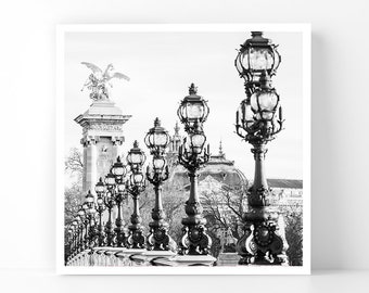 Photographie de Paris - Pont Alexandre III, Paris 5x5 B&W Fine Art Photography, Home Decor, Wall Art