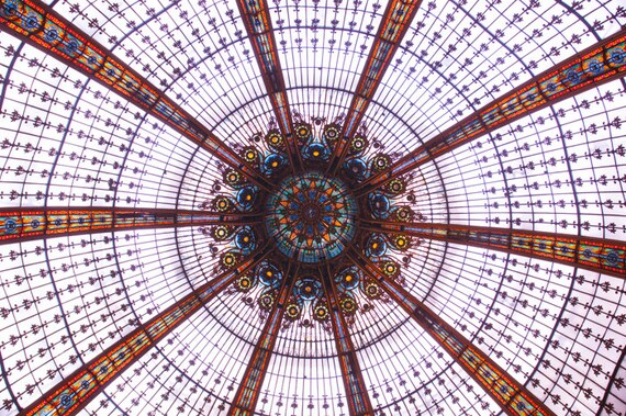 Paris Photography Stained Glass Ceiling At Galeries Lafayette Architectural Wall Decor Fine Art Photograph French Art