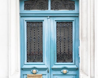 Paris Door Photography - Blue Door 187, Paris Architecture Fine Art Print, Travel Photograph, French Home Decor, Large Wall Art