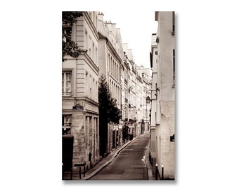 Paris Photography on Canvas - Street Scene,  Gallery Wrapped Canvas, Large Wall Art, Black and White, Architectural Urban Home Decor