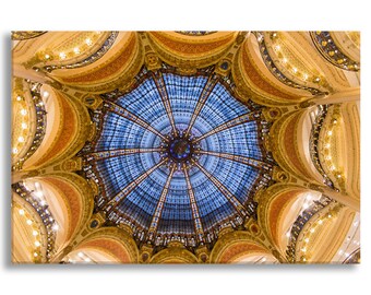 Paris Photograph on Canvas - Galeries Lafayette Interior,  Gallery Wrapped Canvas, Architecture Photograph, Urban Decor, Large Wall Art