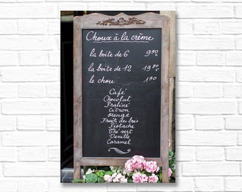 Paris Photography on Canvas - Chalkboard Menu Sign, Gallery Wrapped Canvas, Large Wall Art, Architectural Urban Home Decor,