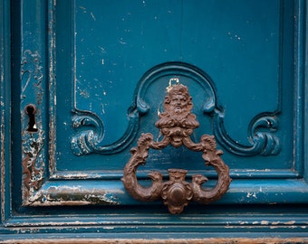 Paris Photo - Echoes, Ornate Door Knocker, Architectural Detail Fine Art Photograph, Urban Home Decor