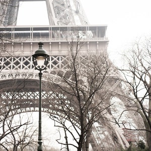 Paris Photograph - Eiffel Tower with Street Light, Large Wall Art, French Home Decor, Travel Photography, Paris Art Print