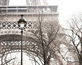 Paris Photograph - Eiffel Tower with Street Light, Large Wall Art, French Home Decor, Travel Photography, Paris Art Print