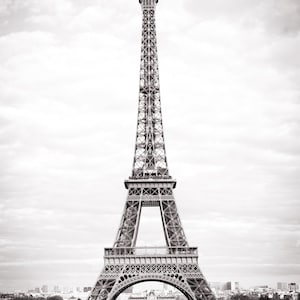 Paris Fine Art Photograph The Eiffel Tower, Black and White Photograph, French Urban Home Decor, Large Wall Art image 2