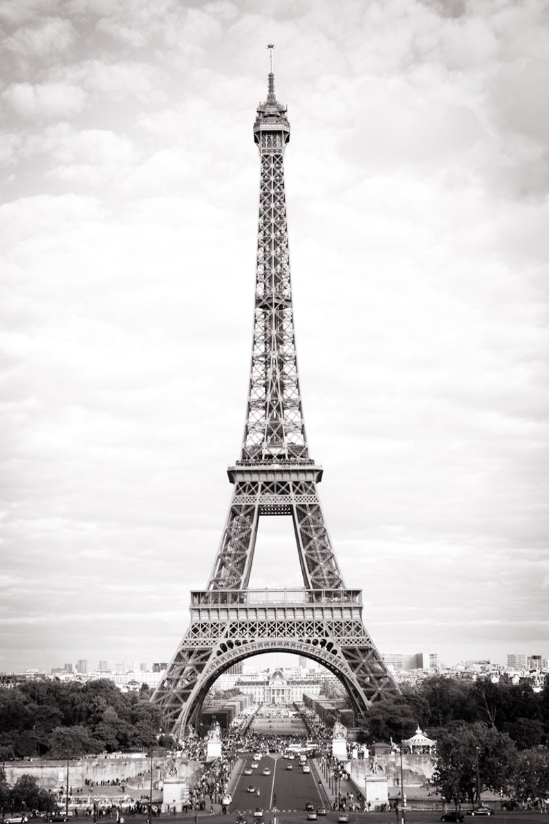 Paris Fine Art Photograph The Eiffel Tower, Black and White Photograph, French Urban Home Decor, Large Wall Art image 2