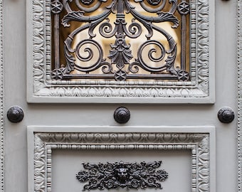 Paris Photography - French Architecture Photograph, Detail of Grey Door, Fine Art Print, Home Decor, Large Wall Art