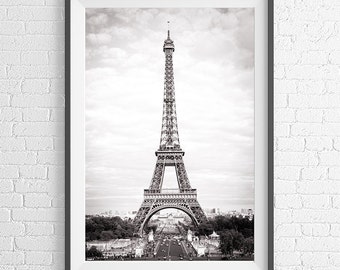 Paris Fine Art Photograph - The Eiffel Tower, Black and White Photograph, French Urban Home Decor, Large Wall Art