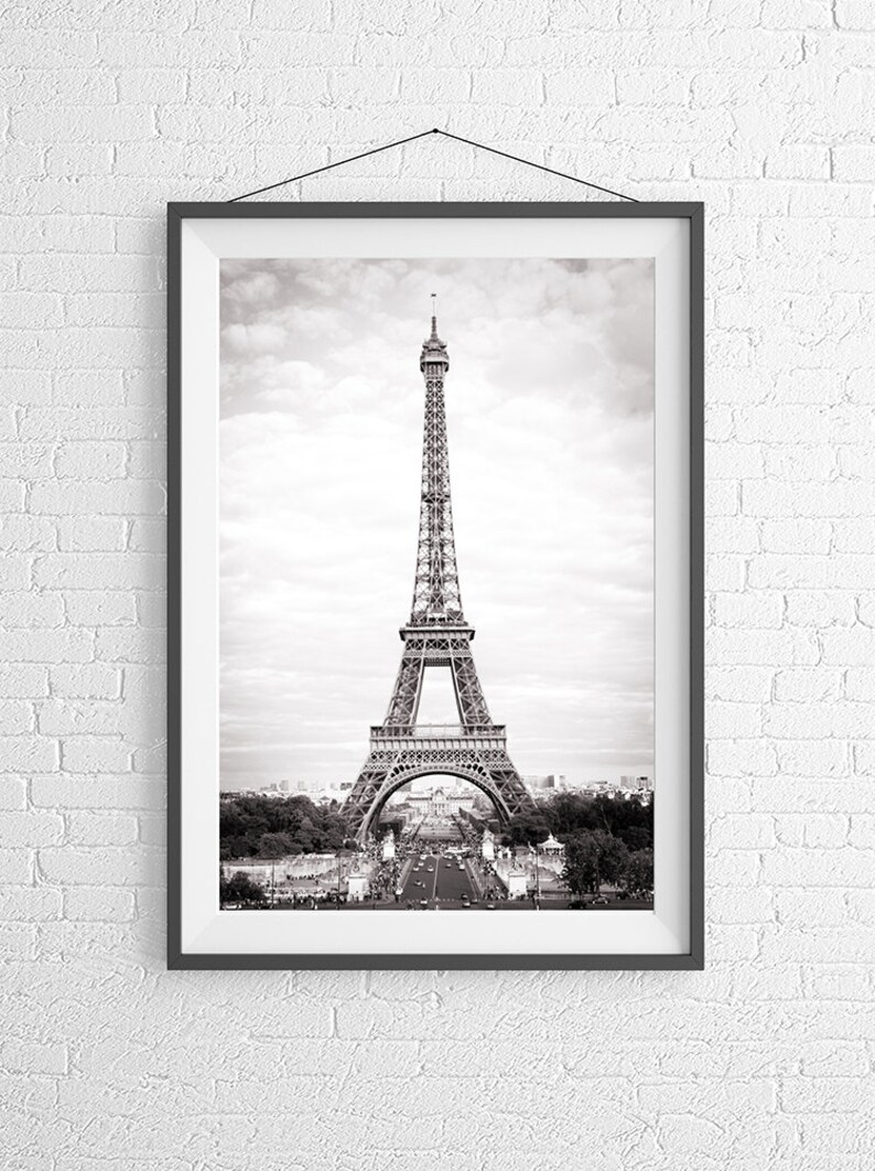 Paris Fine Art Photograph The Eiffel Tower, Black and White Photograph, French Urban Home Decor, Large Wall Art image 1