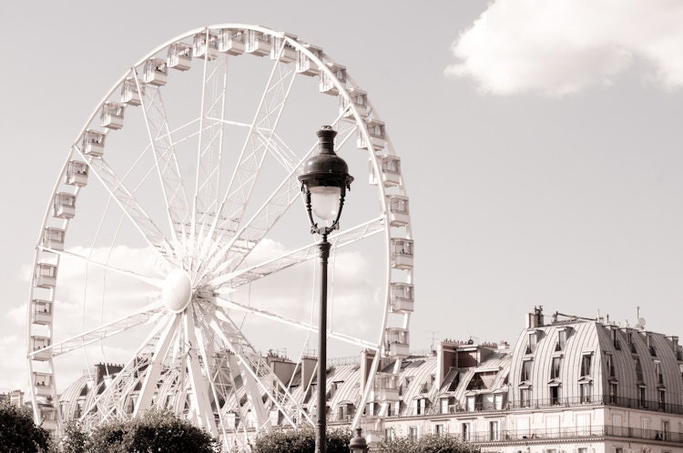 Foto di Parigi Ruota panoramica, Roue de Paris, fotografia classica