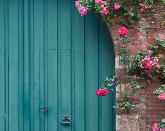 France Fine Art Photo - French Country Roses and Blue Door II, French Home Decor, Large Wall Art, France Art Print, Travel Photography