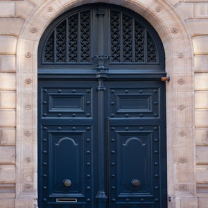 Paris Photograph - Navy Blue Door, Parisian Travel Fine Art Photograph, Home Decor, Wall Art